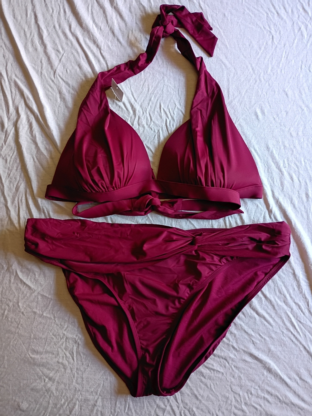 2X Halter Bikini Set in Deep Wine